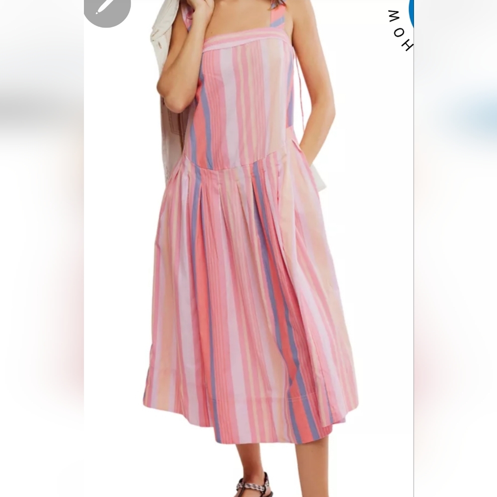 Free People Primavera Stripe Cotton Midi Dress